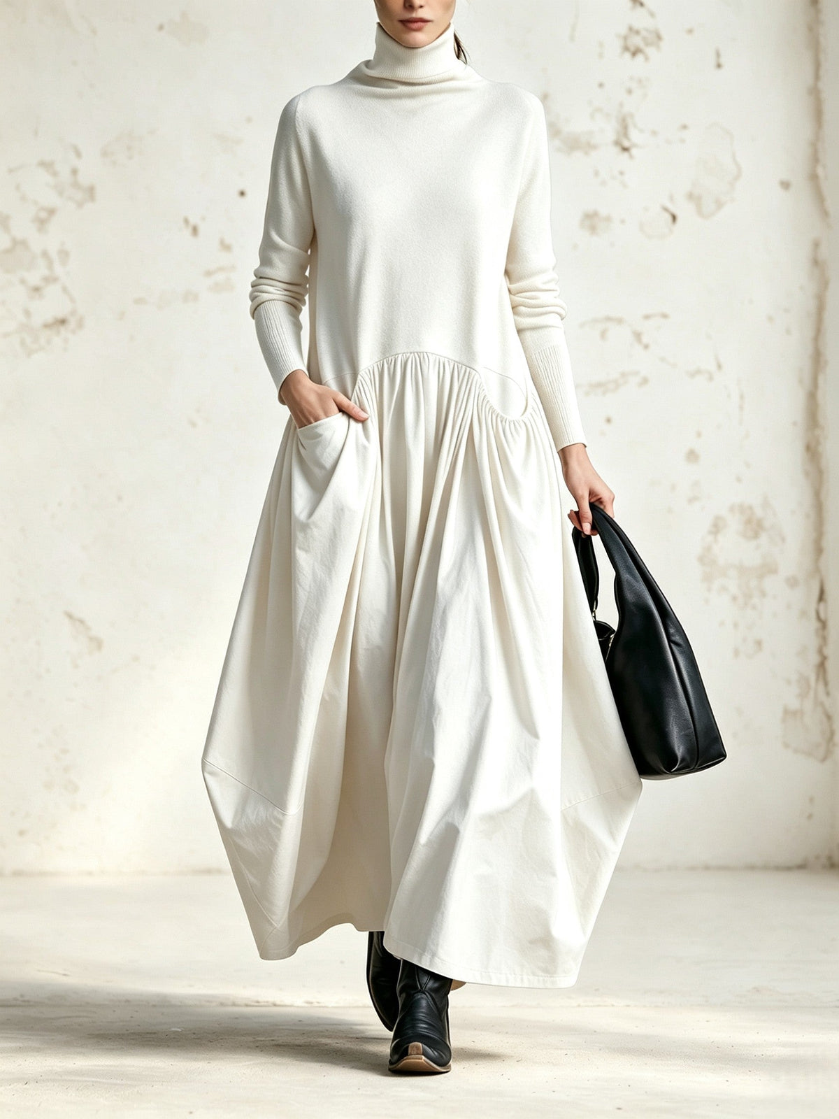 ODETTE | HIGH-NECK FLOWING MAXI DRESS