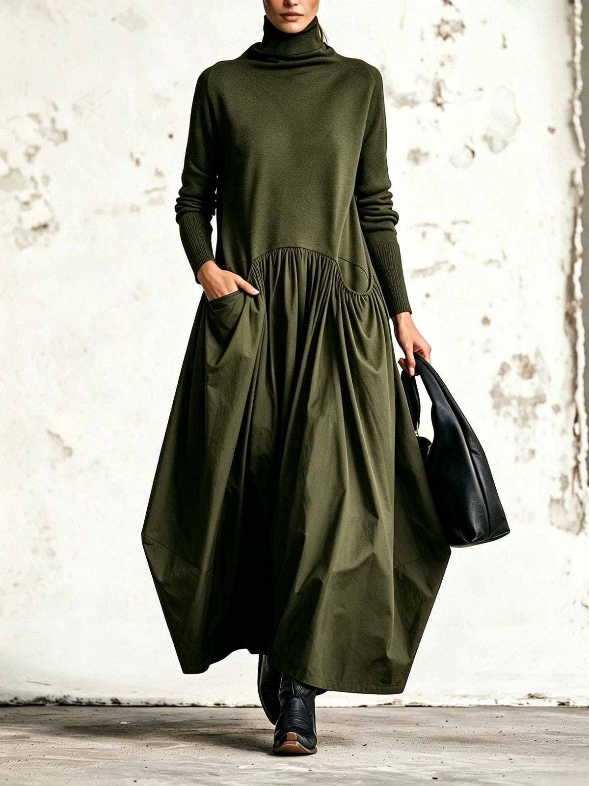ODETTE | HIGH-NECK FLOWING MAXI DRESS