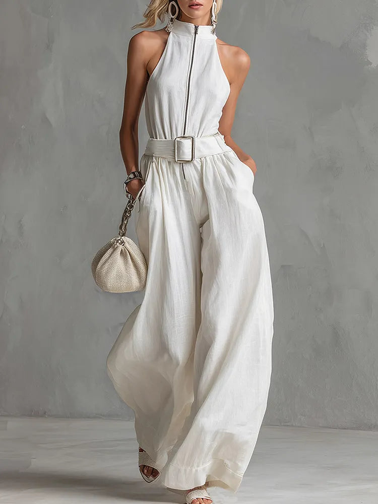 AMELIA | ELEGANT BELTED WIDE-LEG JUMPSUIT