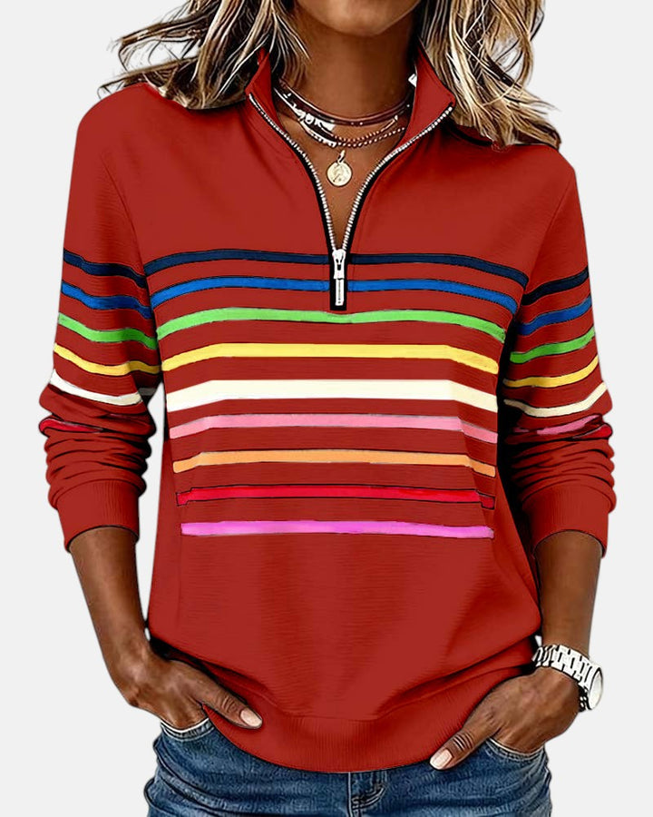 POPPY | COLOURFUL STRIPED QUARTER-ZIP JUMPER