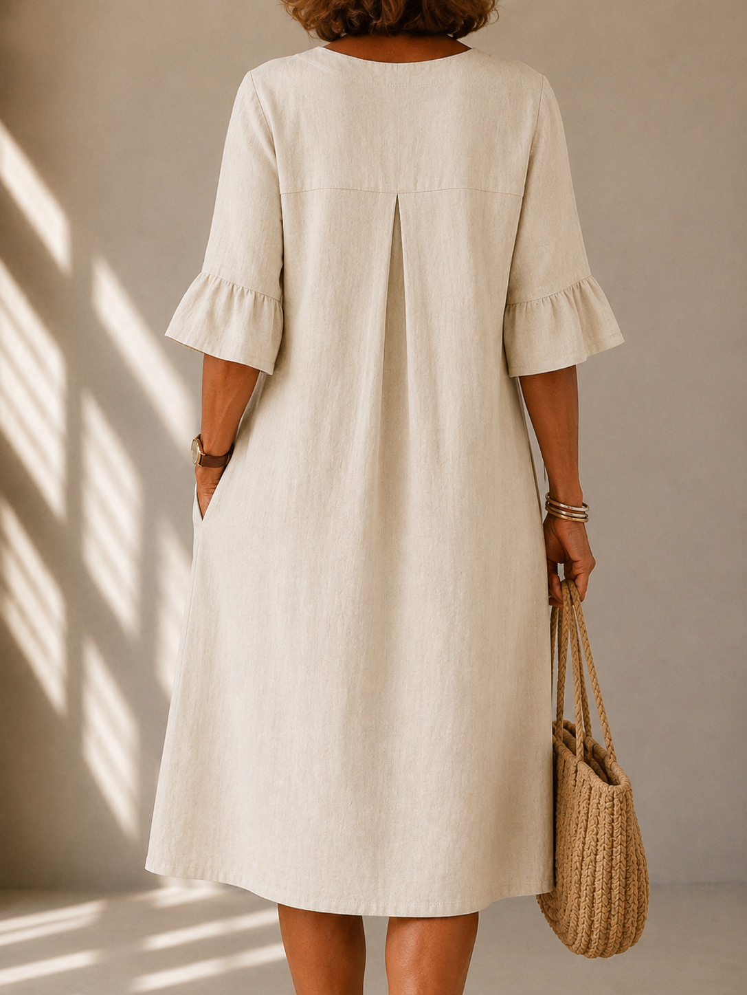 CLARA | RELAXED BUTTON DETAIL MIDI DRESS