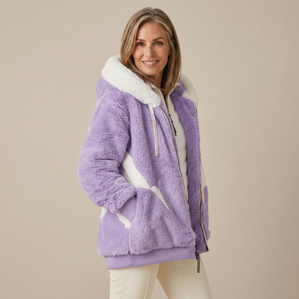 LOUISE | COLOUR BLOCK HOODED FLEECE JACKET
