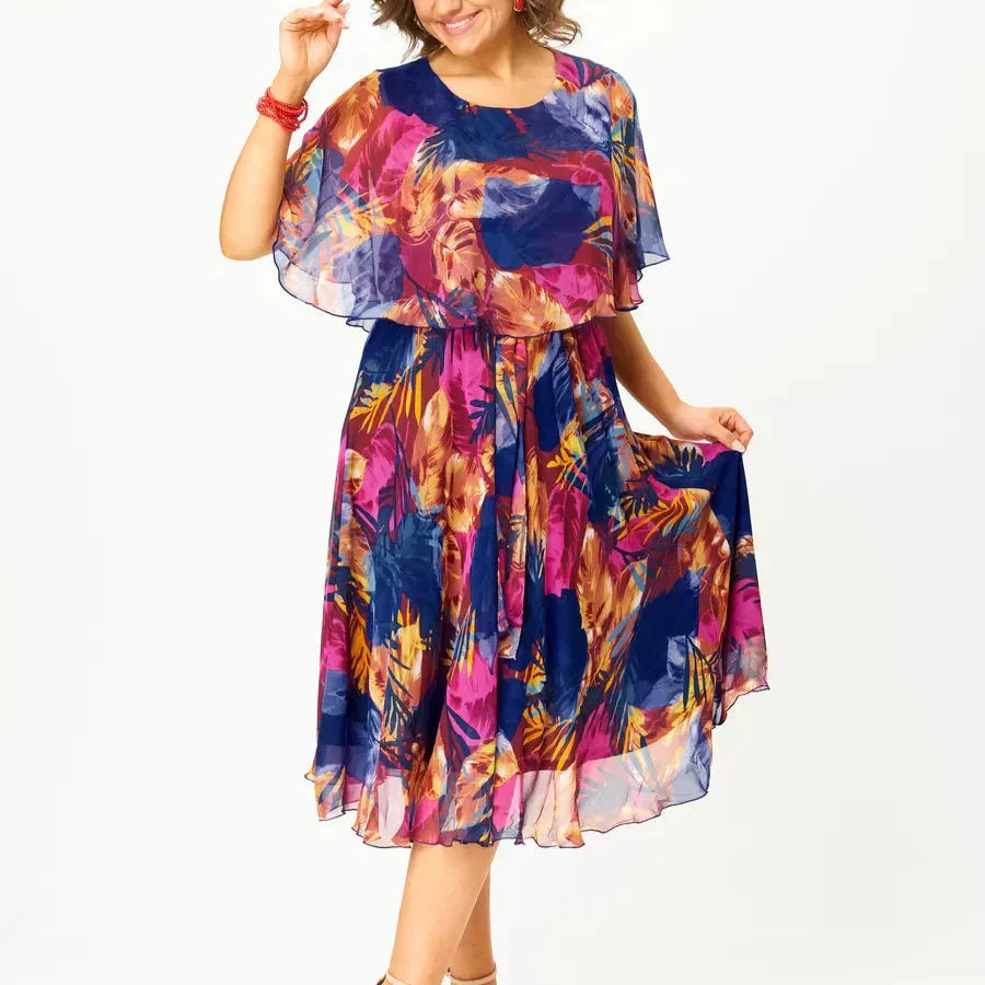 VIVIENNE | COLOURFUL FLOWING MIDI DRESS