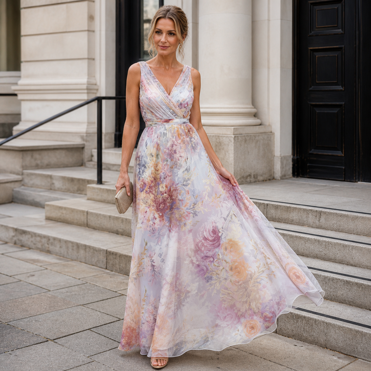 Floral Chiffon Maxi Dress