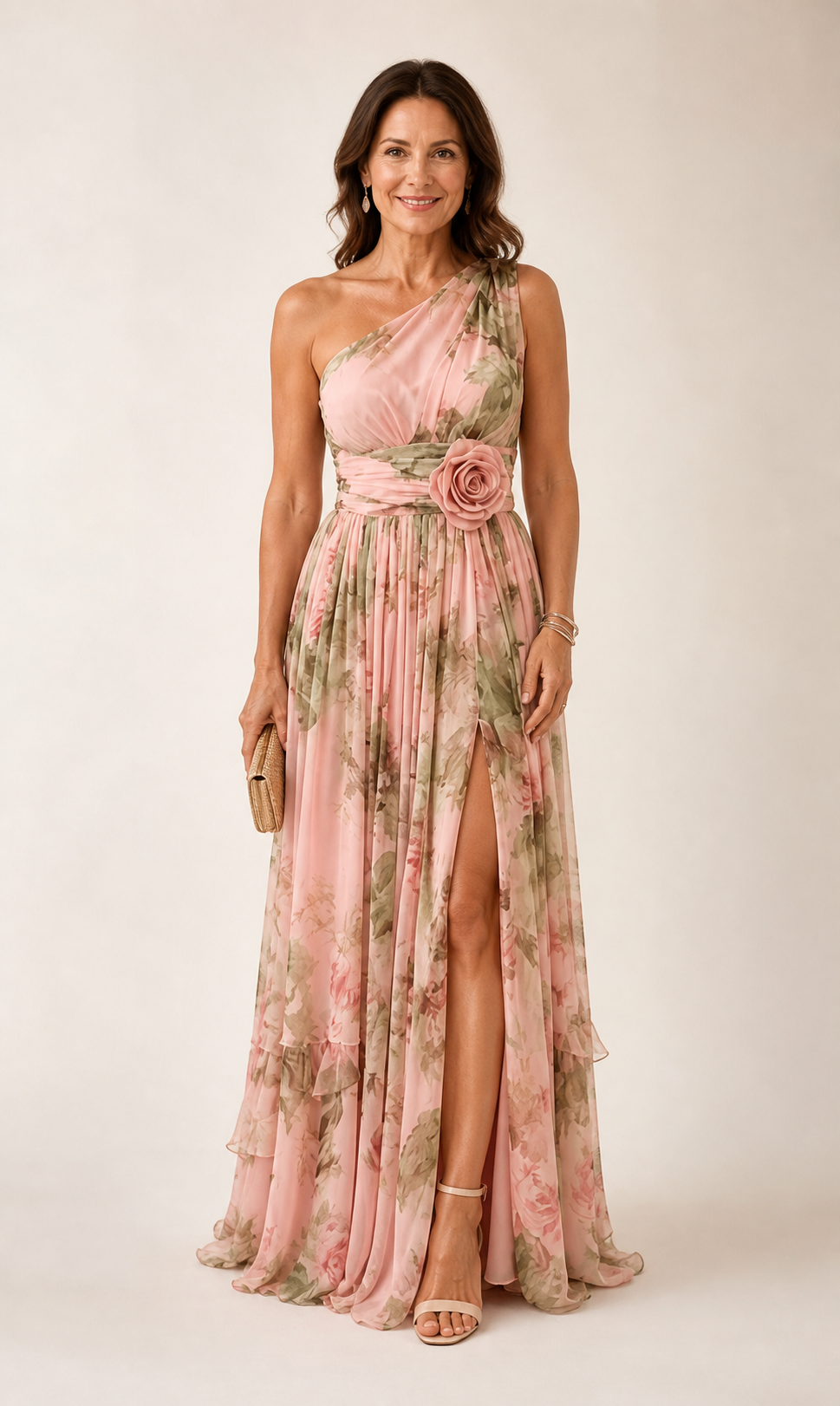 Floral Rosette Maxi Dress