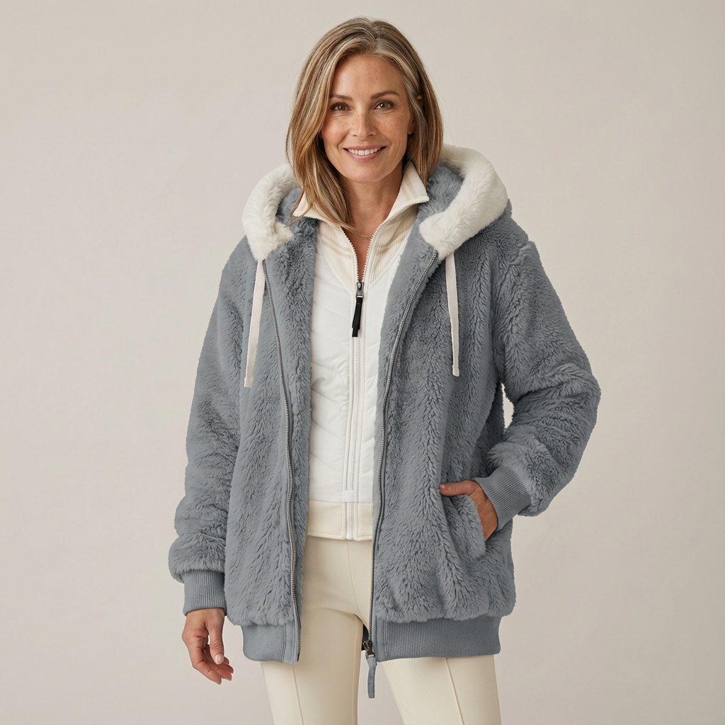 LOUISE | COLOUR BLOCK HOODED FLEECE JACKET