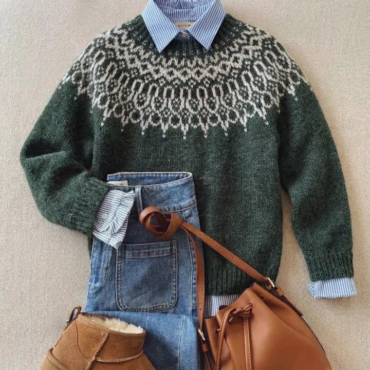 LIES | NORDIC PATTERN KNITTED JUMPER