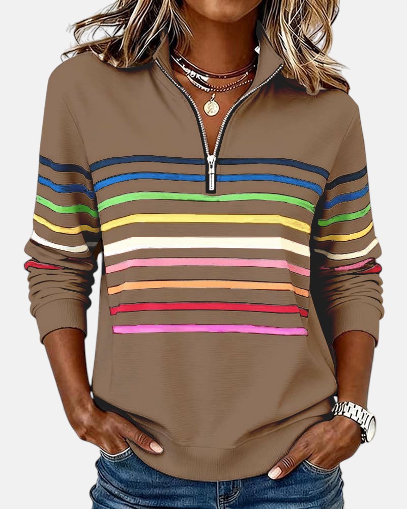 POPPY | COLOURFUL STRIPED QUARTER-ZIP JUMPER