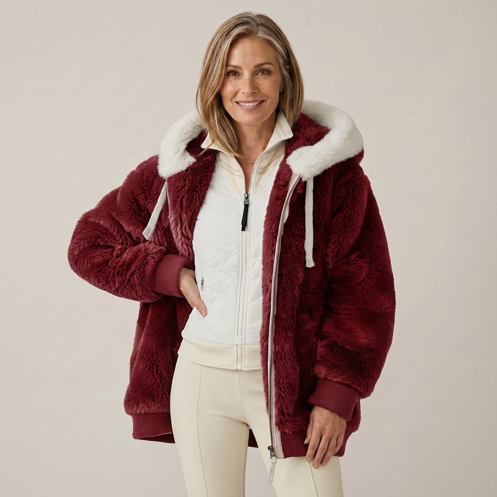 LOUISE | COLOUR BLOCK HOODED FLEECE JACKET