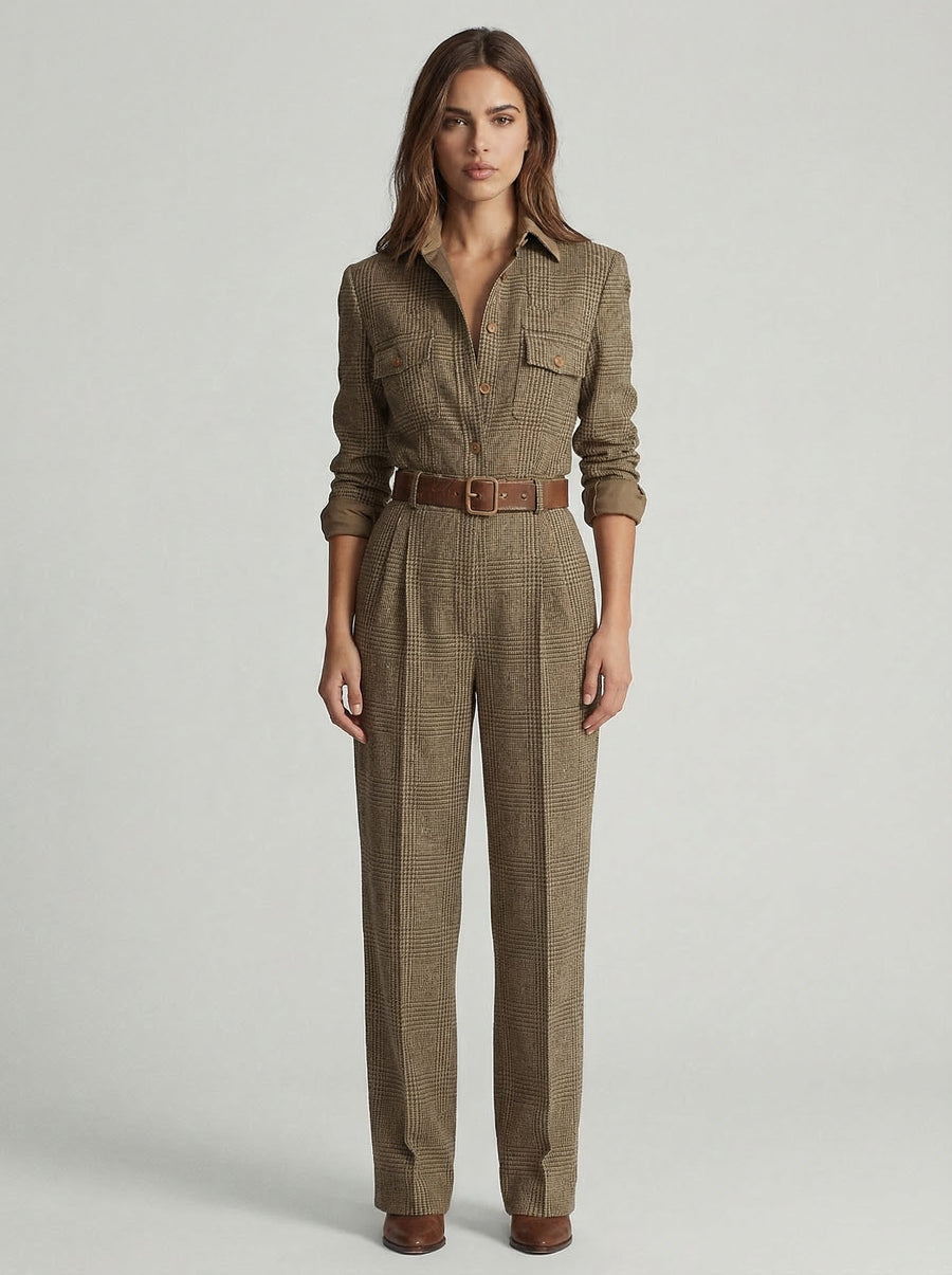 CHARLOTTE | ELEGANT CHECKED WIDE-LEG JUMPSUIT