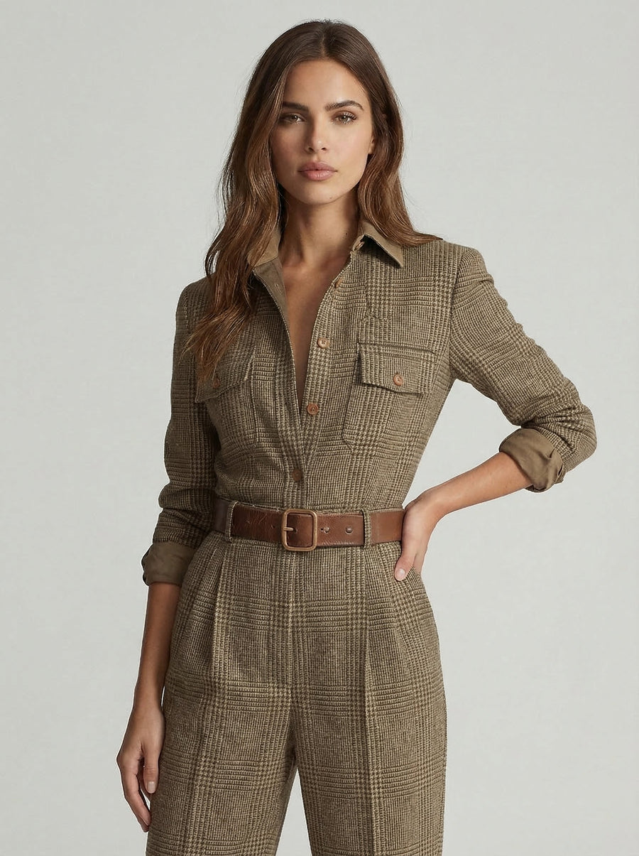 CHARLOTTE | ELEGANT CHECKED WIDE-LEG JUMPSUIT
