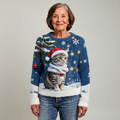 MAISIE | CASUAL FLANNEL JUMPER WITH RETRO ANIMAL ART FOR WOMEN