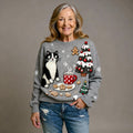 ELSIE | COMFORTABLE FLANNEL JUMPER WITH RETRO CHRISTMAS ANIMAL ART PRINT FOR WOMEN