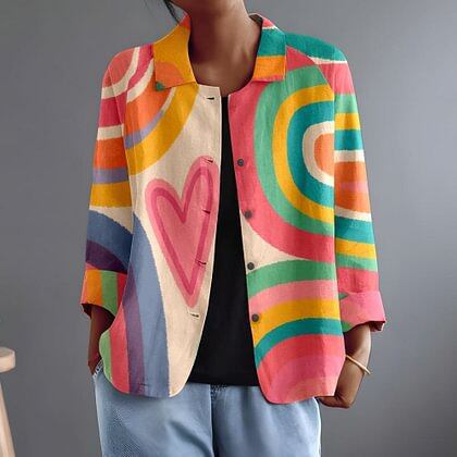 BONNIE | COLOURFUL ABSTRACT BUTTON JACKET
