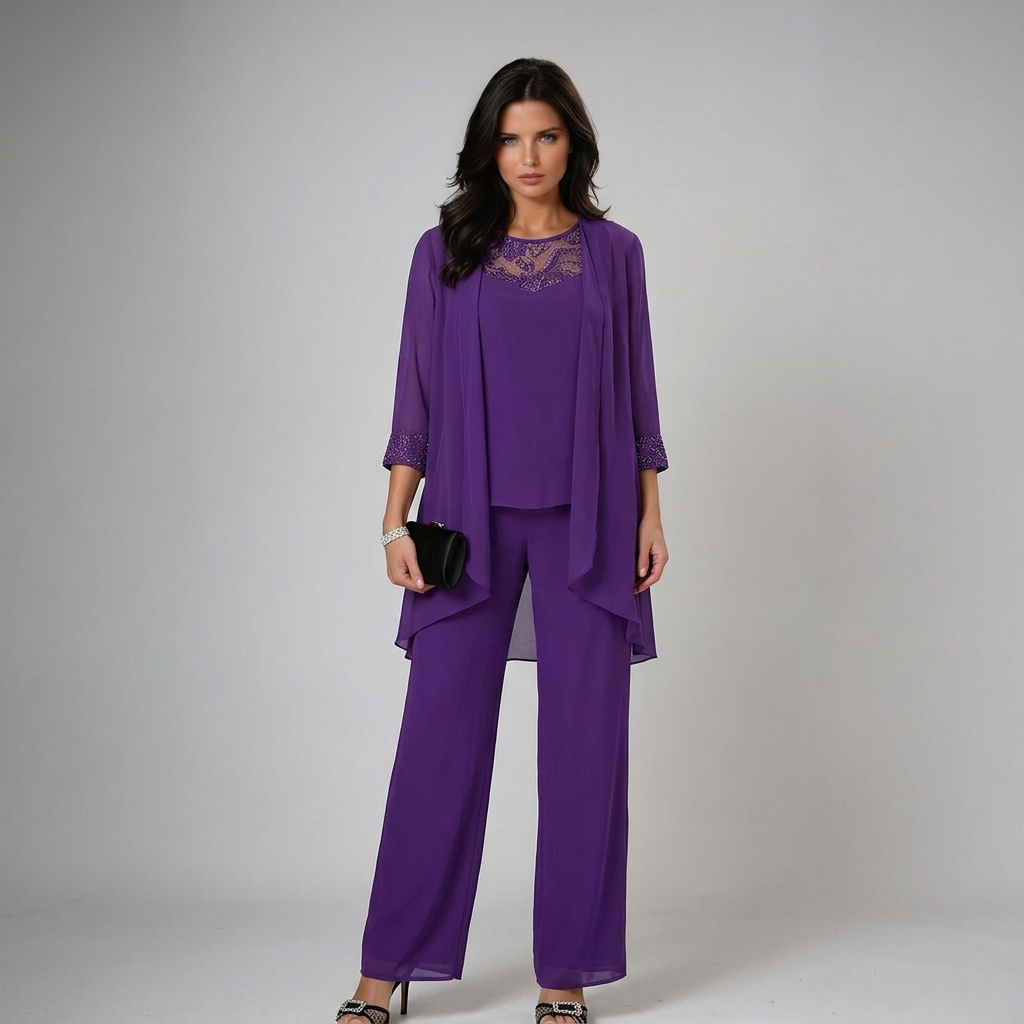 ELIZA | ELEGANT LACE THREE-PIECE TROUSER SET