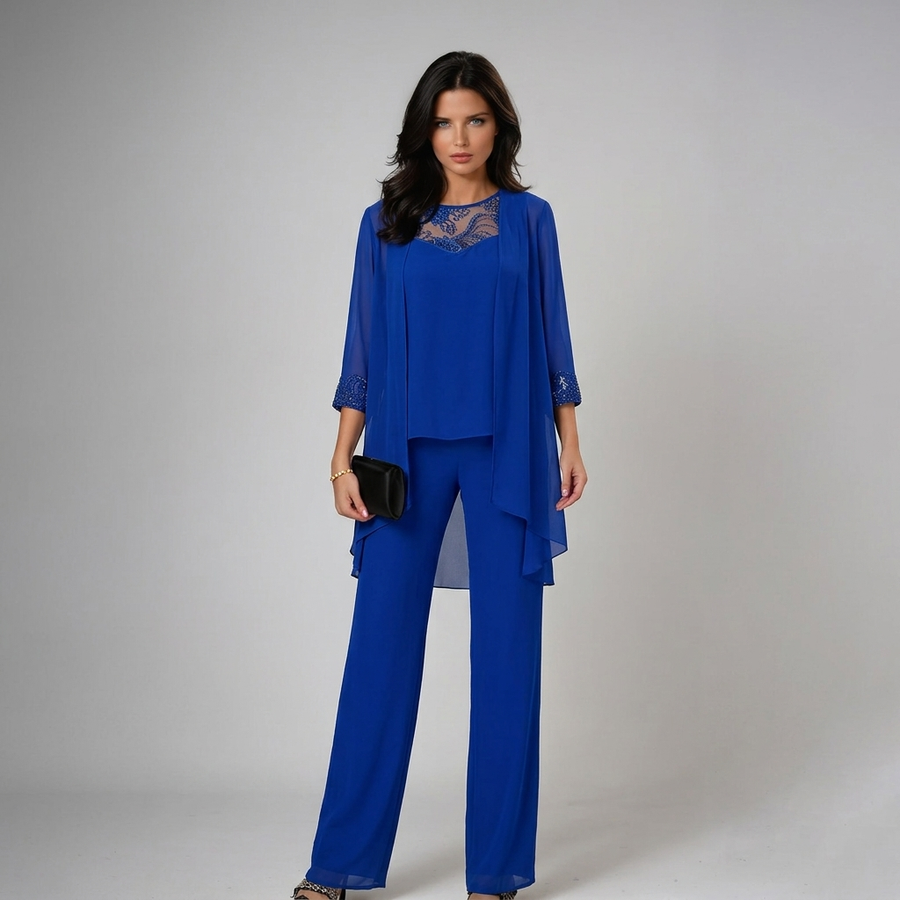 ELIZA | ELEGANT LACE THREE-PIECE TROUSER SET