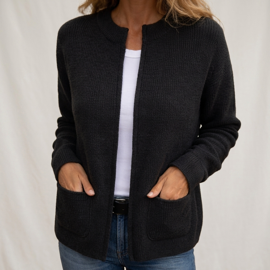 MAEVE | RIBBED OPEN FRONT CARDIGAN