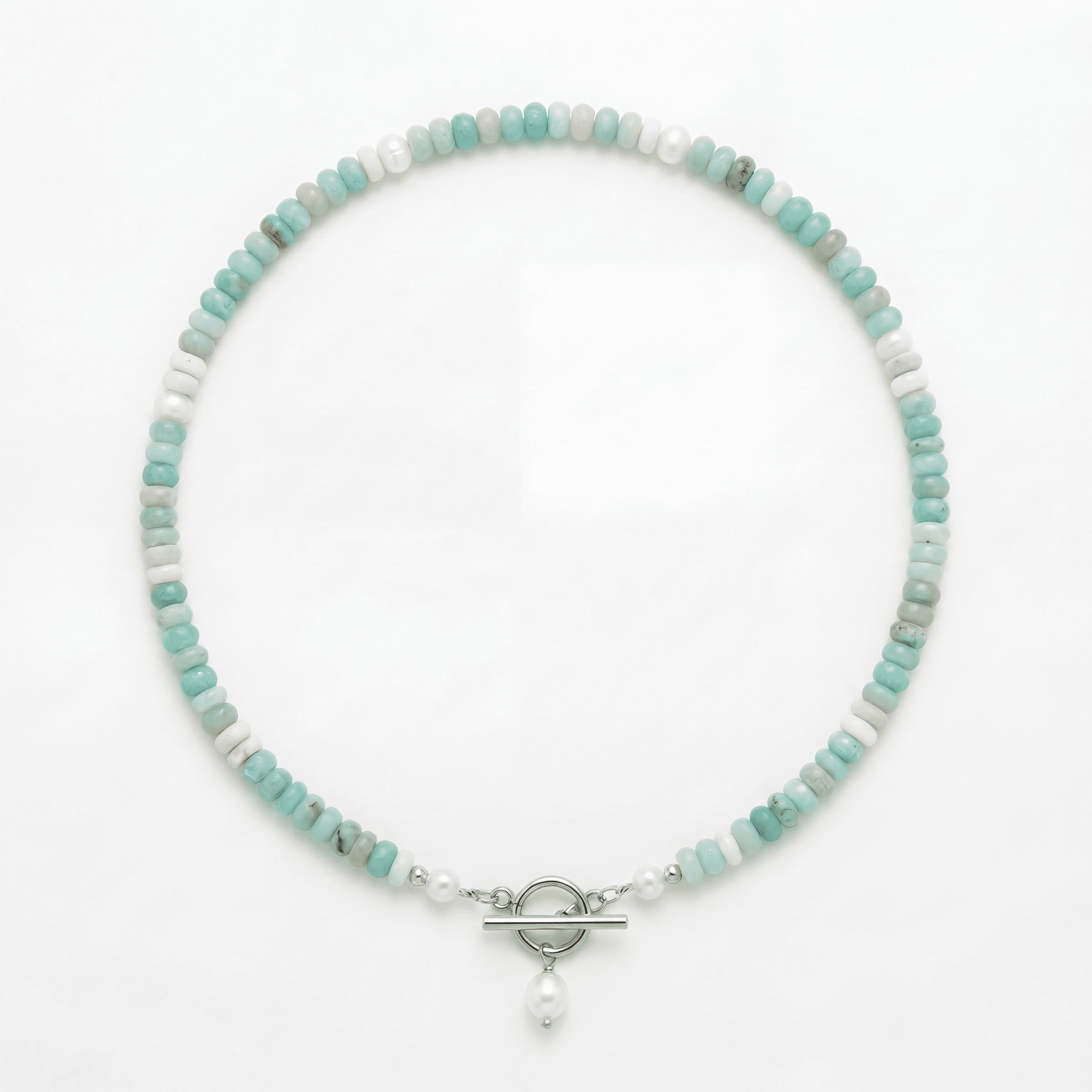 Turquoise Bead Pearl Necklace