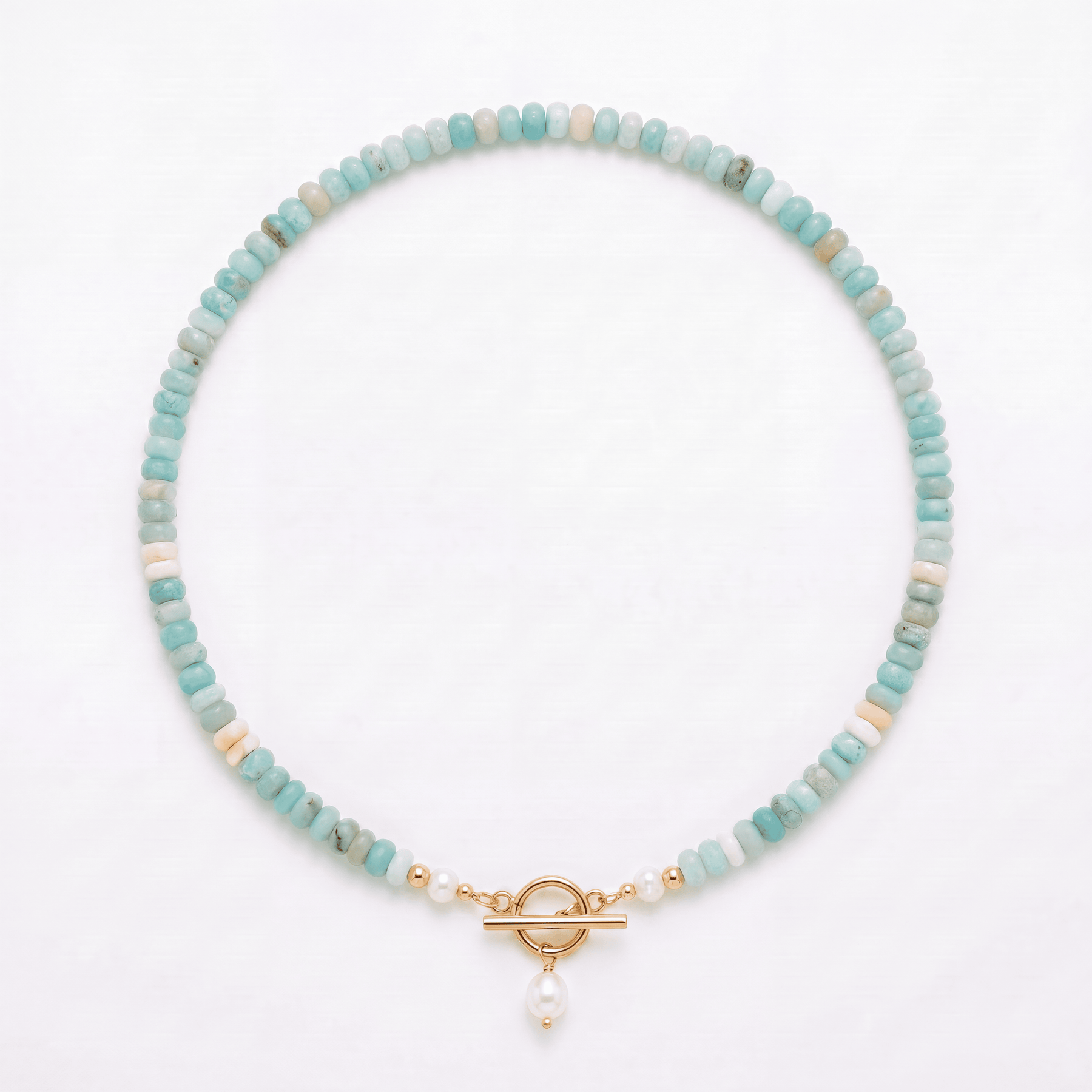 Turquoise Bead Pearl Necklace