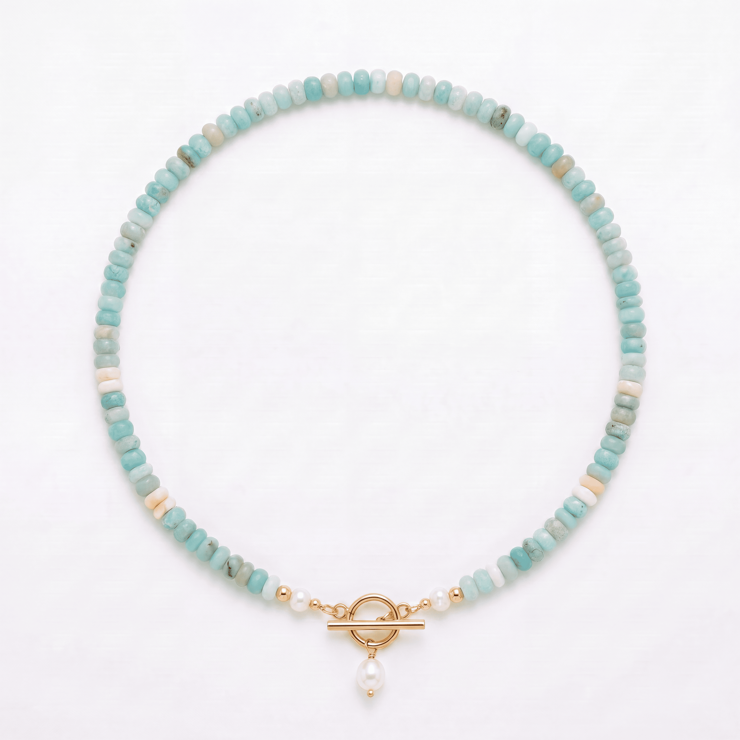 Turquoise Bead Pearl Necklace