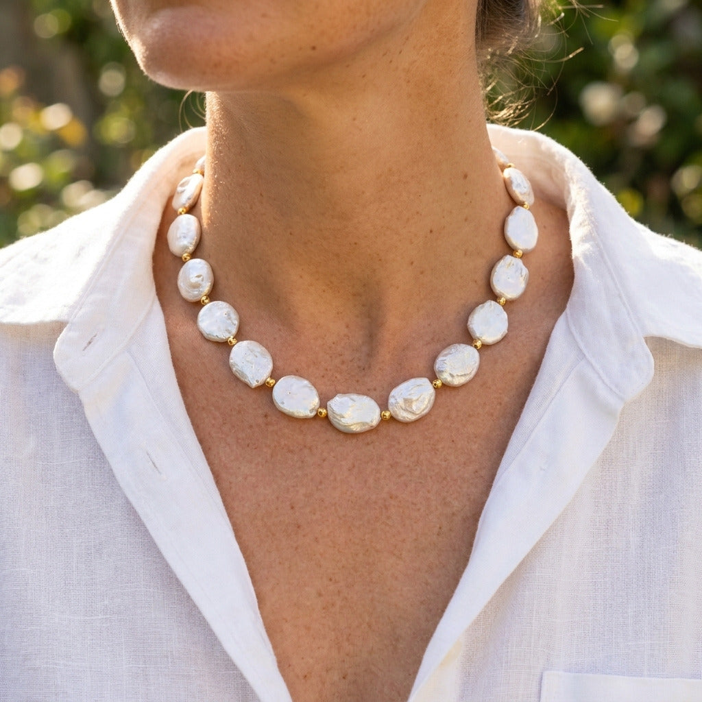 Baroque Coin Pearl Necklace