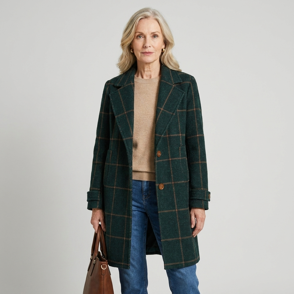 ELOISE | ELEGANT CHECKED LONG COAT
