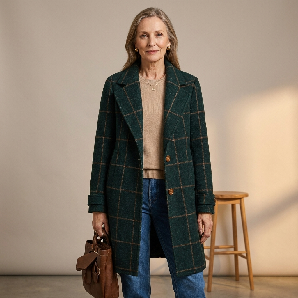 ELOISE | ELEGANT CHECKED LONG COAT