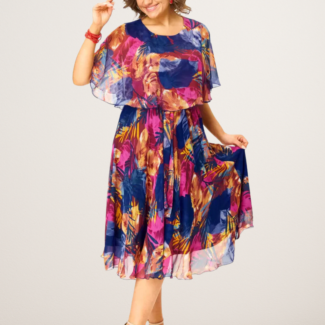 VIVIENNE | COLOURFUL FLOWING MIDI DRESS