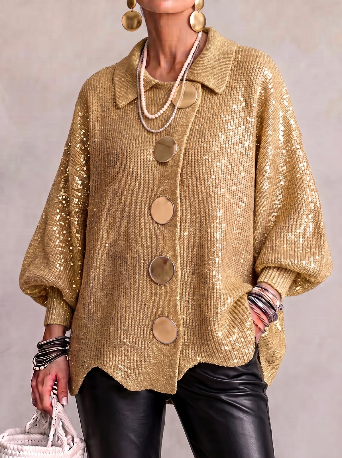 BEATRICE | ELEGANT OVERSIZED BUTTON CARDIGAN