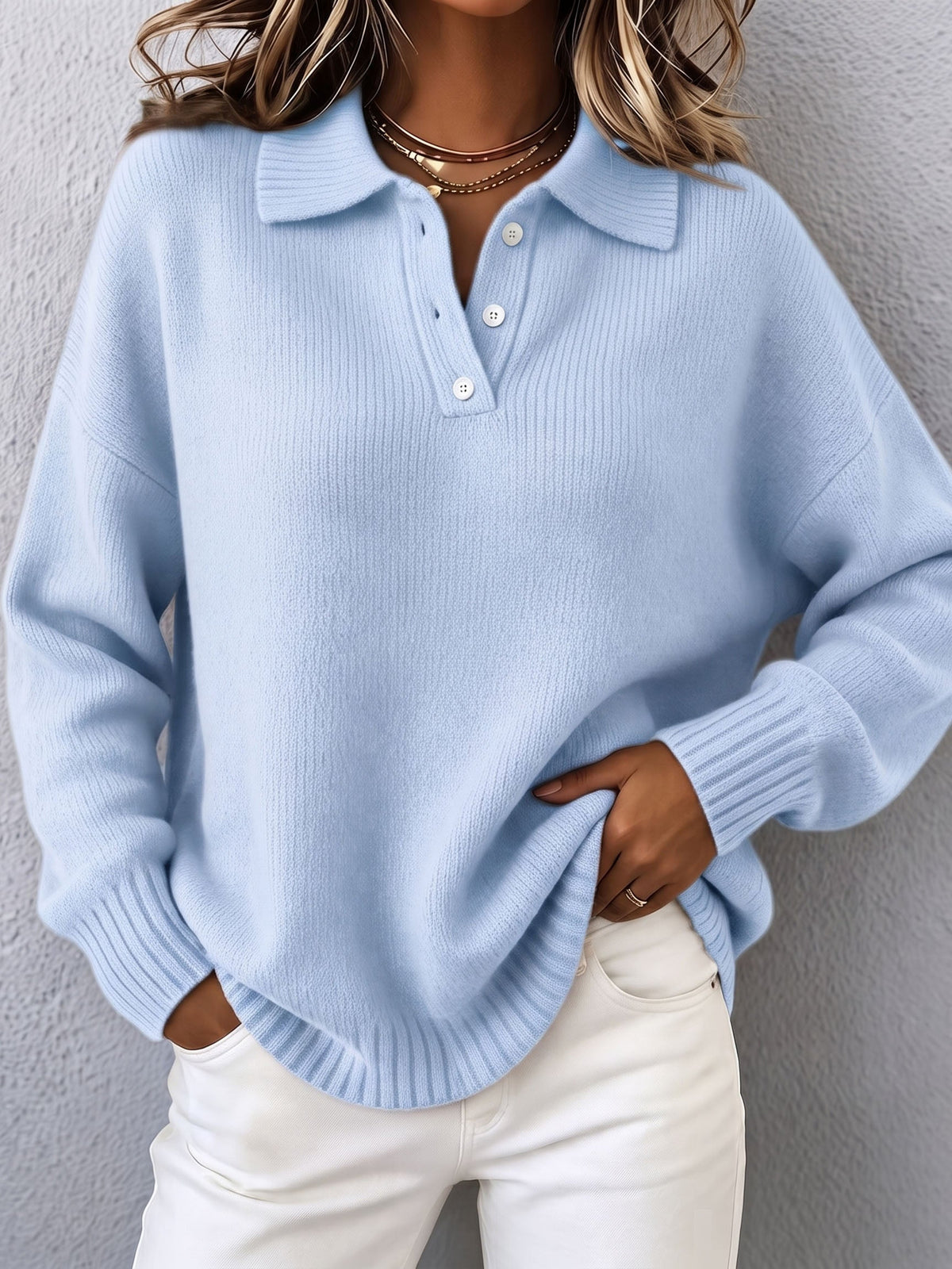 HEATHER | RELAXED COLLARED KNITTED JUMPER