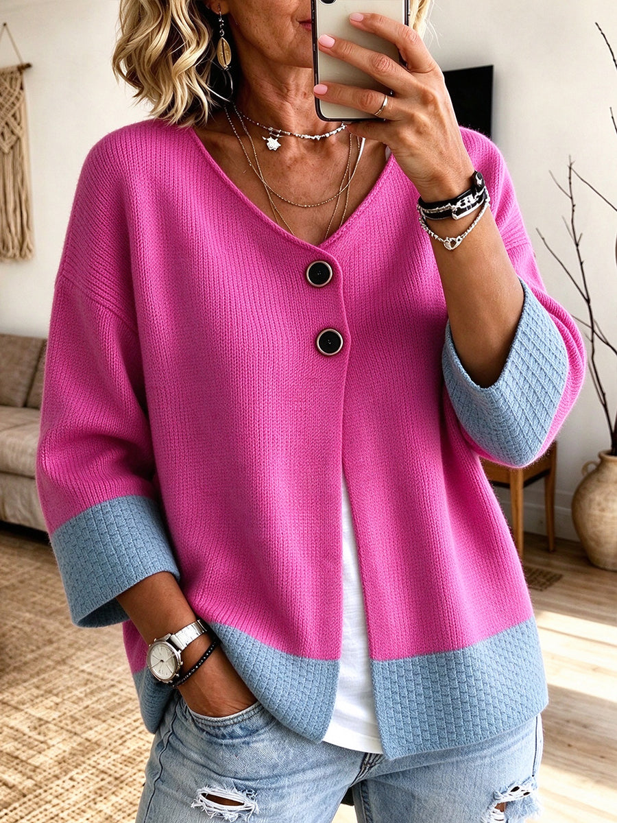 JENNIFER | COLOUR BLOCK KNITTED CARDIGAN
