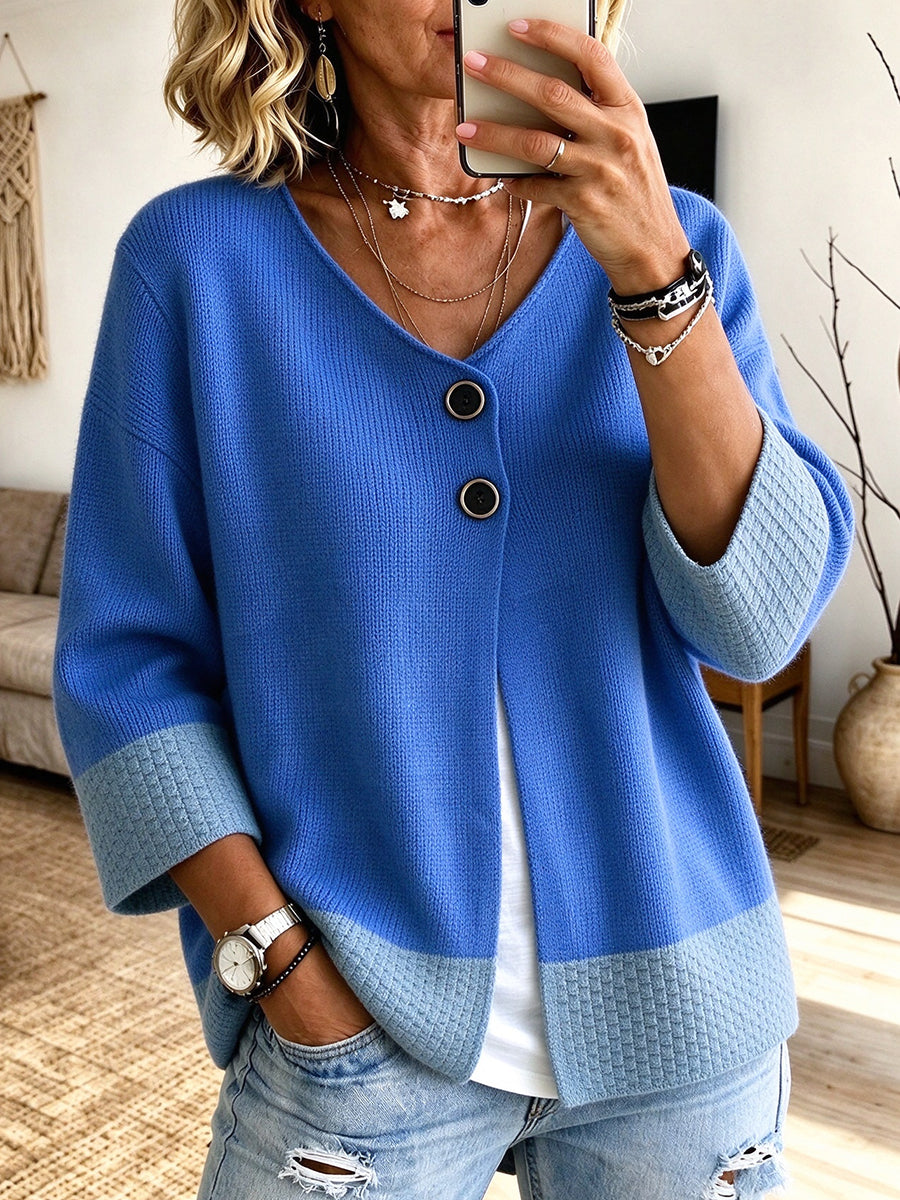 JENNIFER | COLOUR BLOCK KNITTED CARDIGAN
