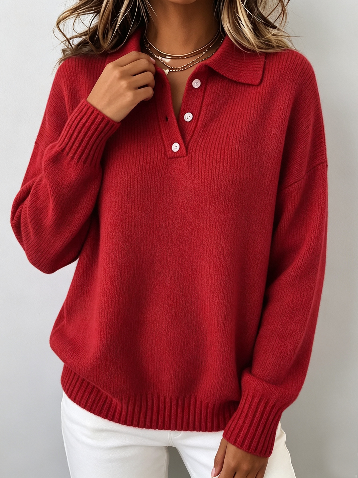 HEATHER | RELAXED COLLARED KNITTED JUMPER