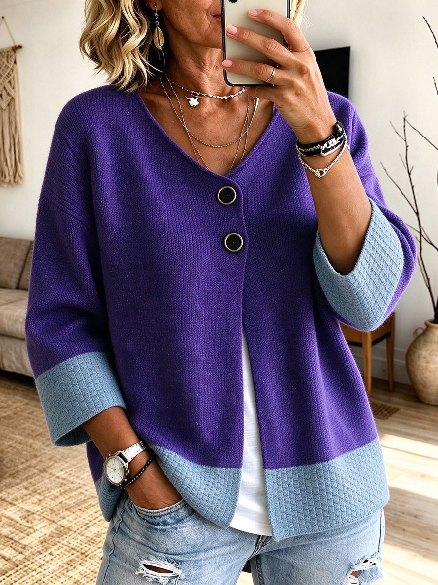 JENNIFER | COLOUR BLOCK KNITTED CARDIGAN