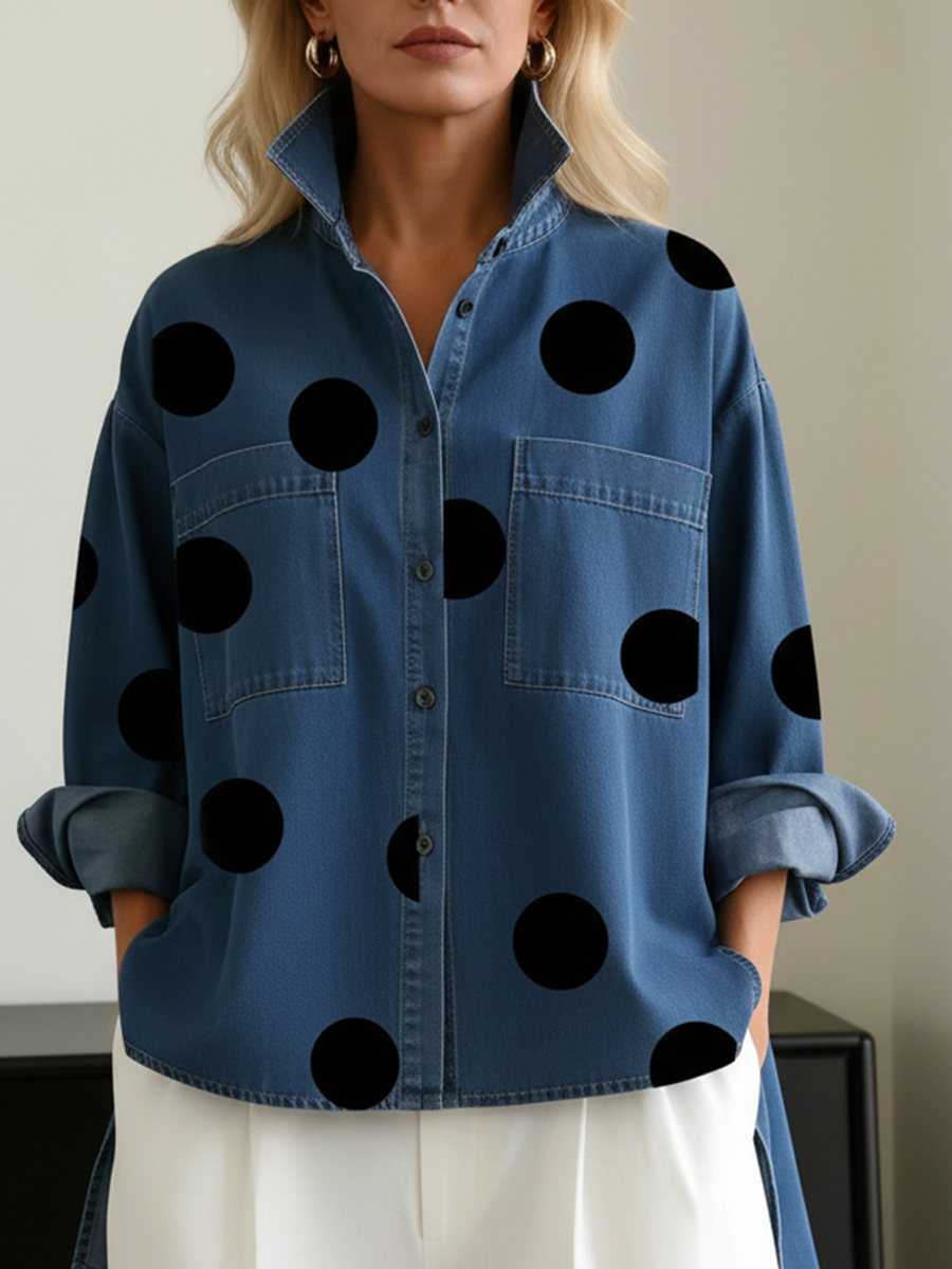 ELIZA | POLKA DOT DENIM OVERSHIRT
