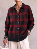 EVELYN | CHECKED BUTTON KNIT CARDIGAN