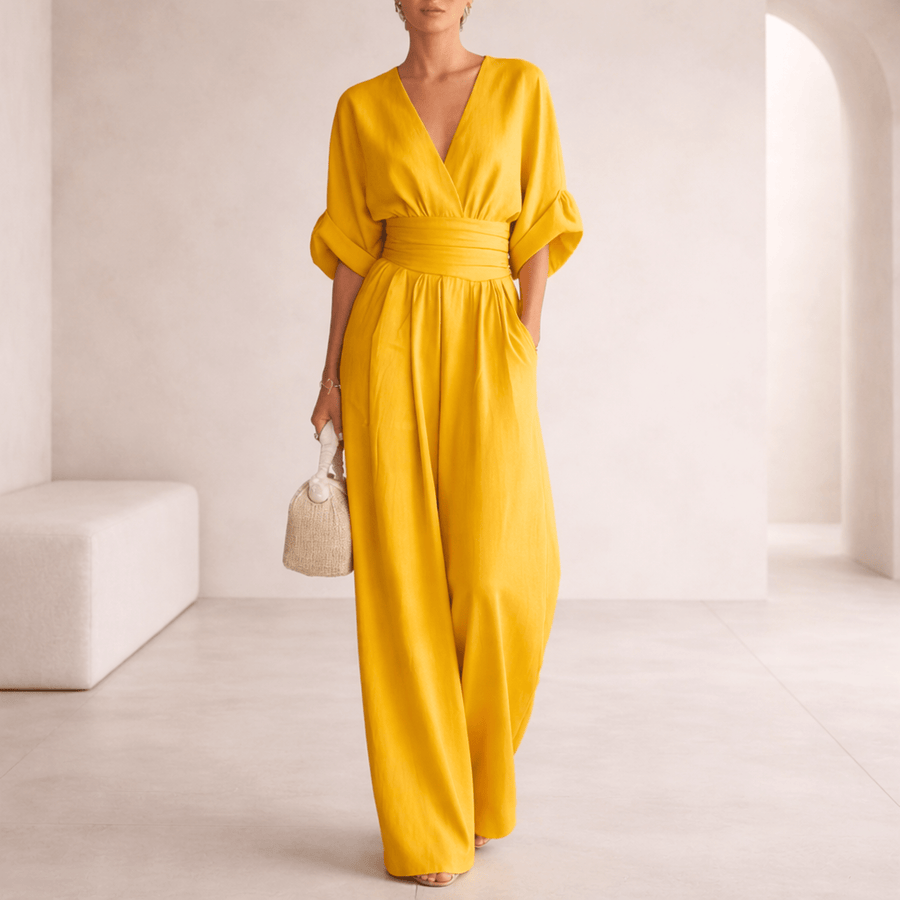AURELIA | ELEGANT V-NECK WIDE-LEG JUMPSUIT