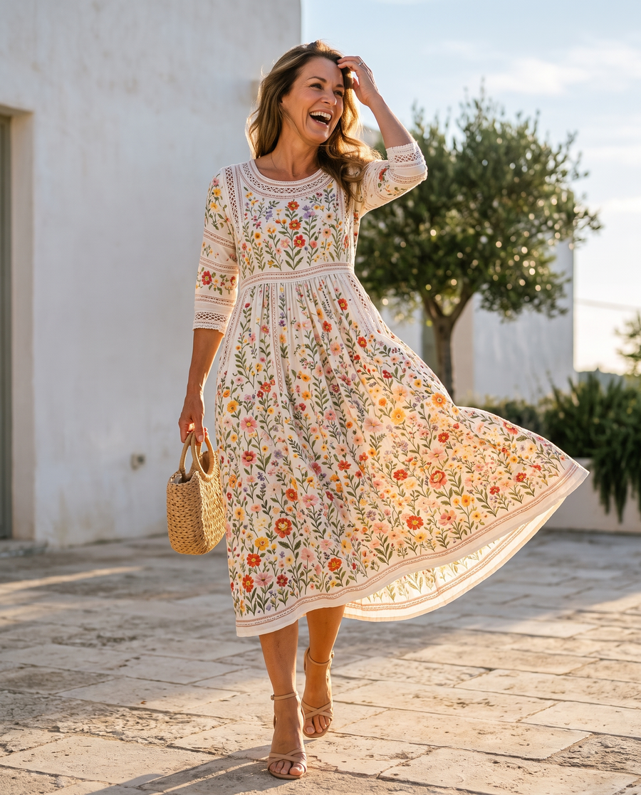 ELEANOR | Wildflower Meadow Charm Midi Dress