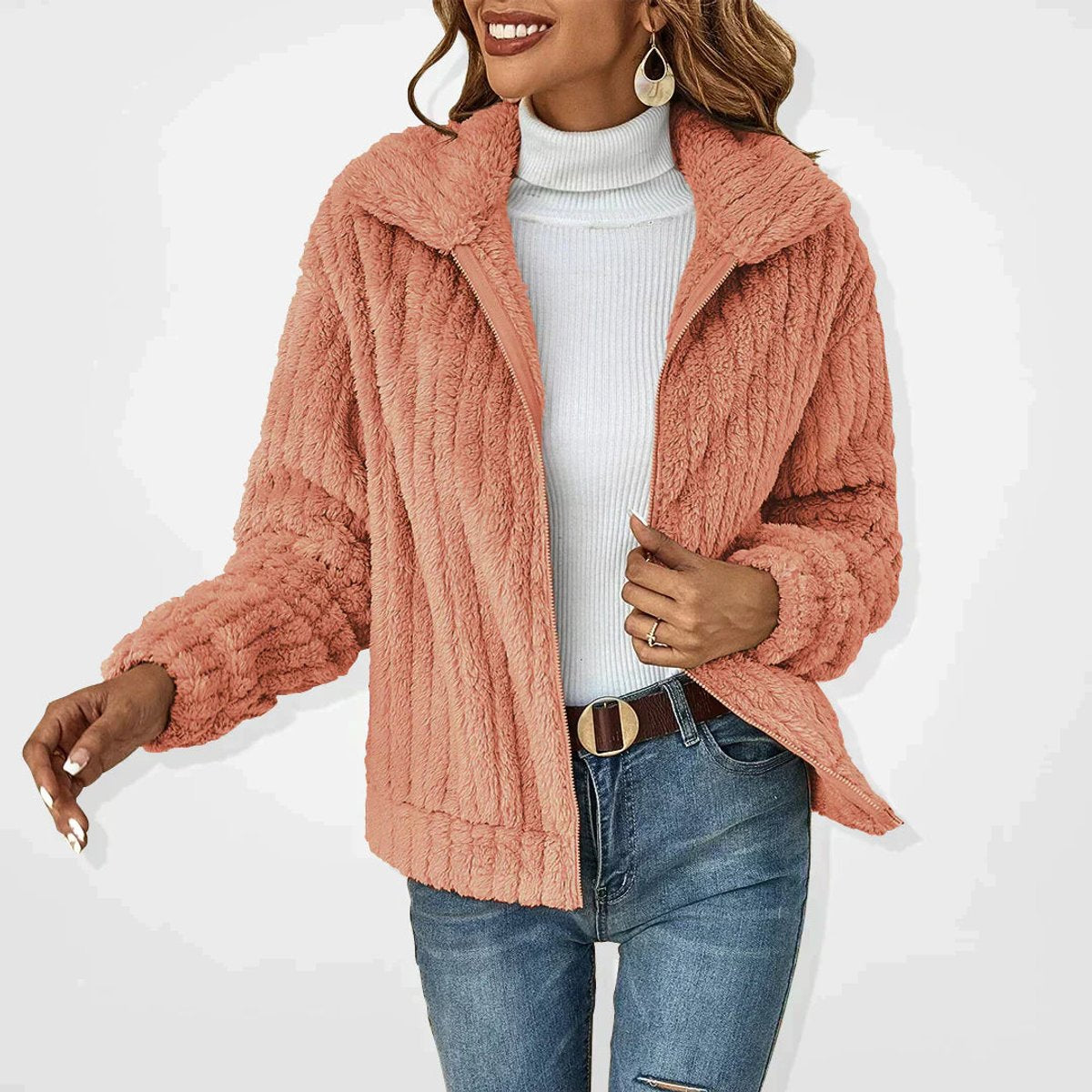 JOYCE | COSY TEXTURED ZIP JACKET