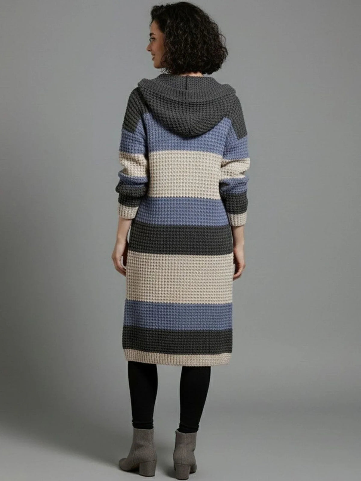SARAH | MID-LENGTH HOODED CHUNKY KNIT CARDIGAN